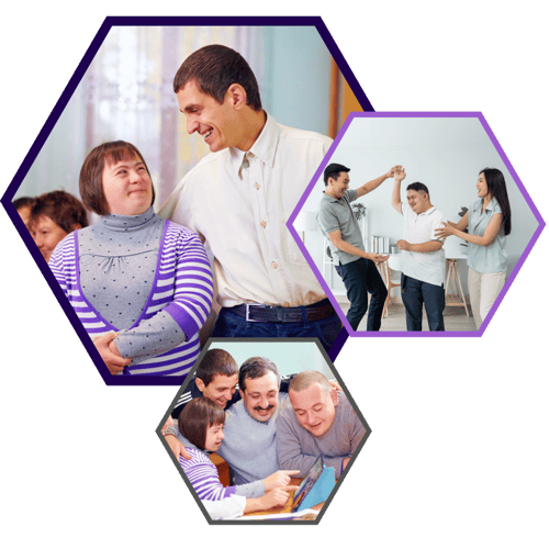 people having fun hexagon images