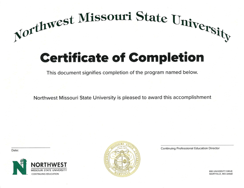 NWMSU Certificate