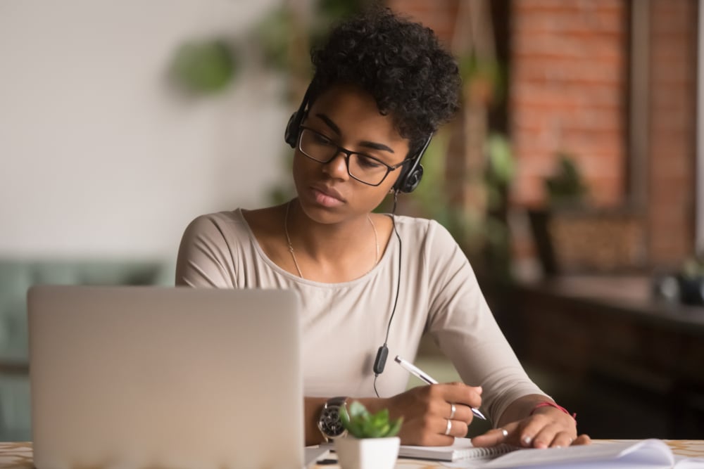 women studying on computer
